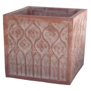 Cubo con Fiori in Terracotta Chiara